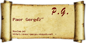 Paor Gergő névjegykártya